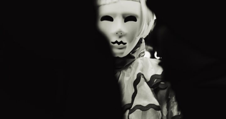 A black and white photo of a mannequin